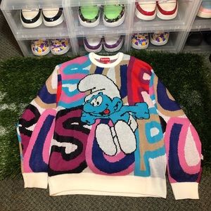 Supreme Smurfs Sweater White